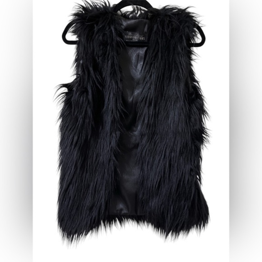 Fabulous Furs Black Faux Fur Vest